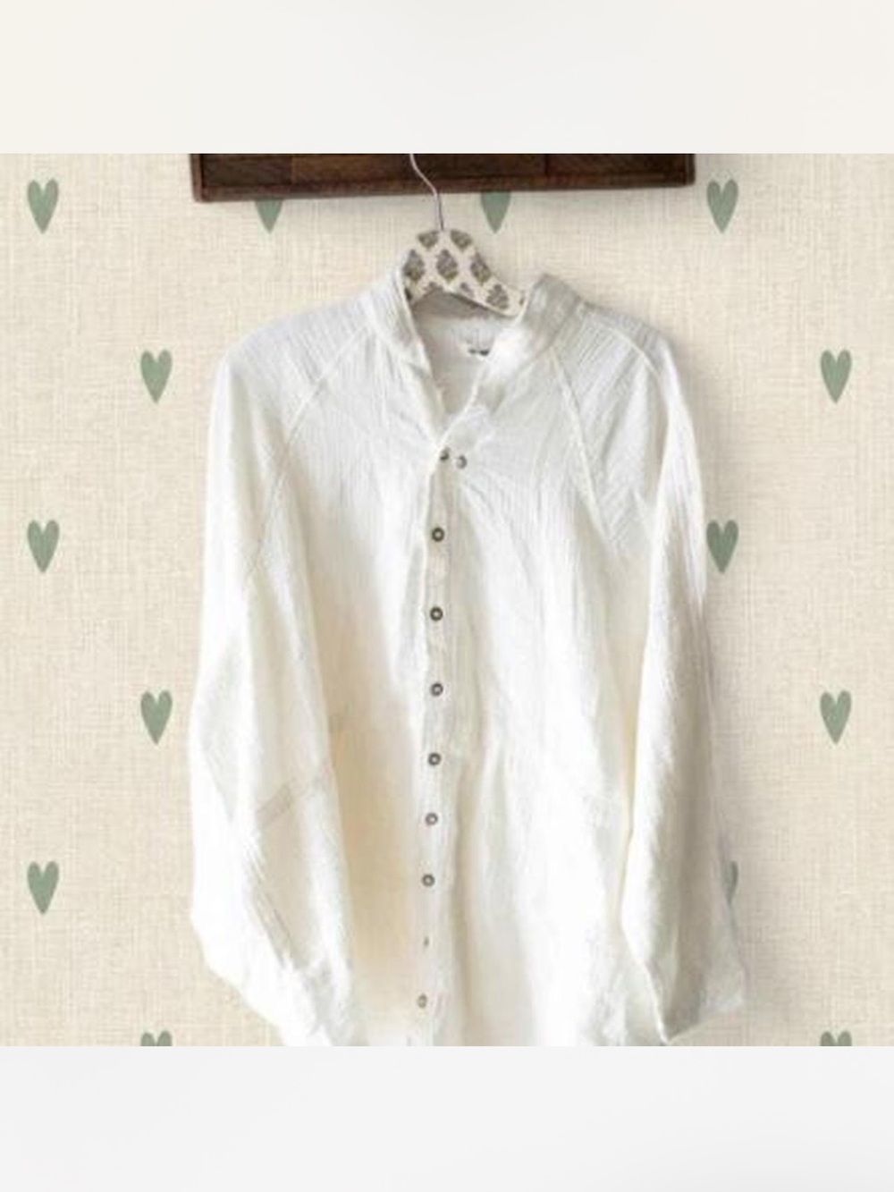 Free People Off-White Casual Button-Down Shirt